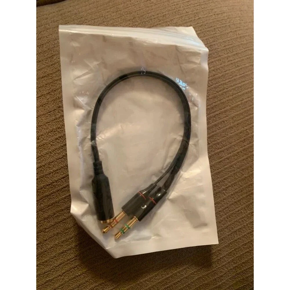 3.5MM Female to 2 Male Gold Plated Headphone Mic Audio Y Splitter Flat Cable